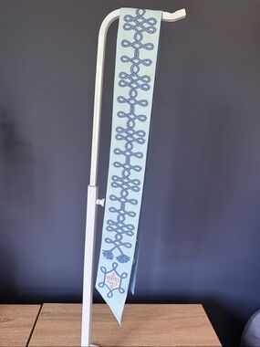 Hermes Pale Blue and Navy Silk Scarf Tie/Twilly